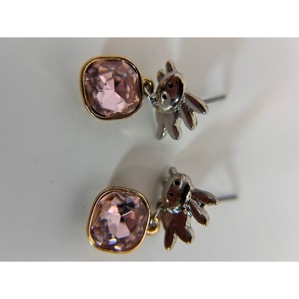 Unbranded Bunny Crystal Drop Earrings Womens OS Pink Good Mixed Metal Animal